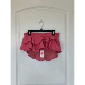 NWT L'atiste by Amy Pink Ruffle Crop Top Size Medium